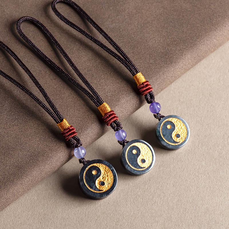 Yin Yang Black Jade Harmony Protection Key Chain