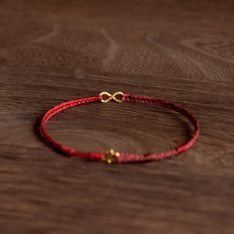 999 Gold Endless Knot Infinity Handmade Luck Rope Bracelet