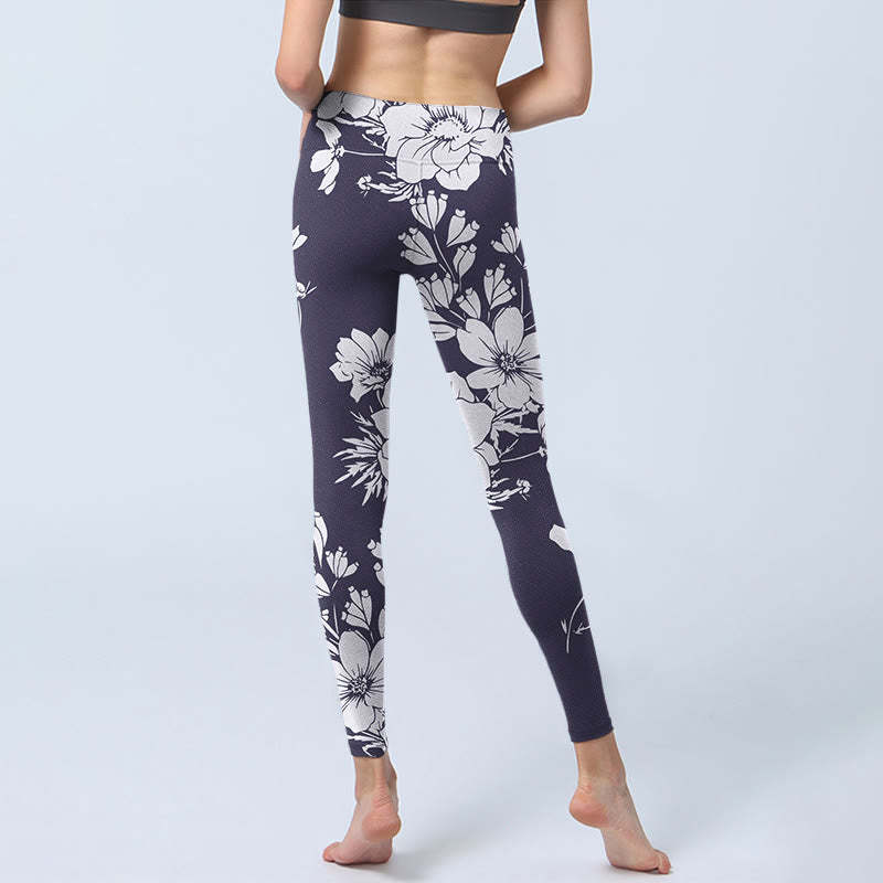 Flowers Blossom Print Sports Fitness Leggings Women's Yoga Pants