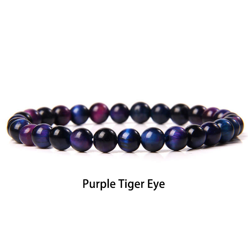 6mm Various Stone Crystal Black Glitter Stone Red Tiger Eye Beads Protection Bracelet