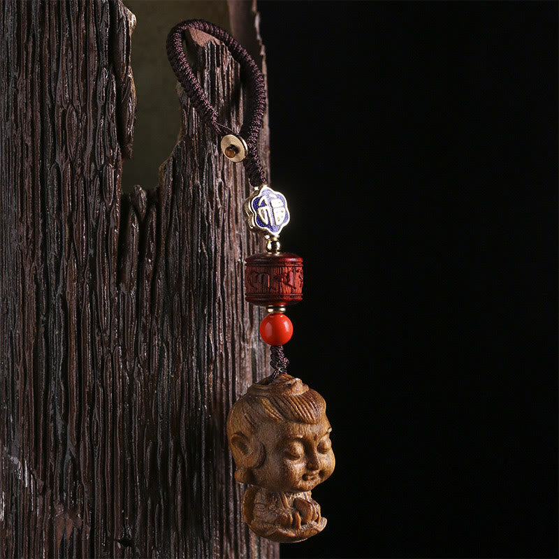 Chinese Zodiac Natal mystic zen Green Sandalwood Om Mani Padme Hum Peace Key Chain