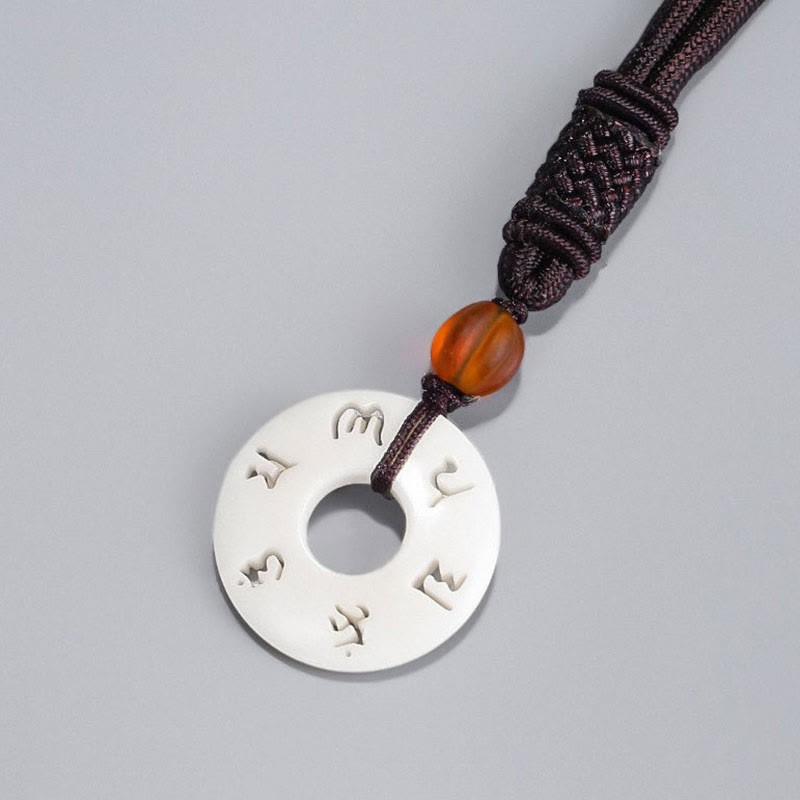 Ivory Fruit Om Mani Padme Hum Engraved Protection Necklace Pendant