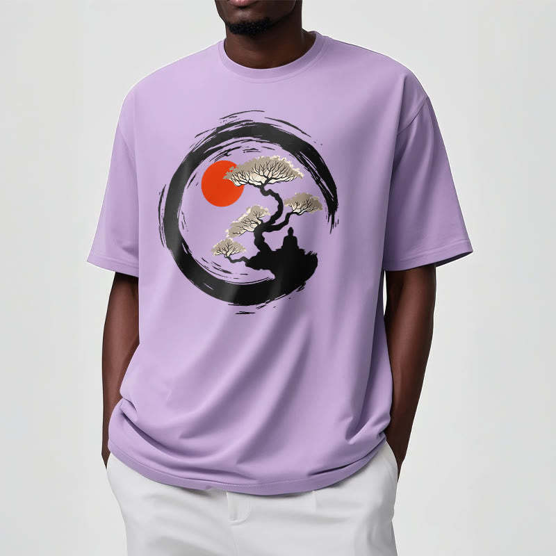 Red Sun Pine Zen Circle Meditation mystic zen Tee T-shirt