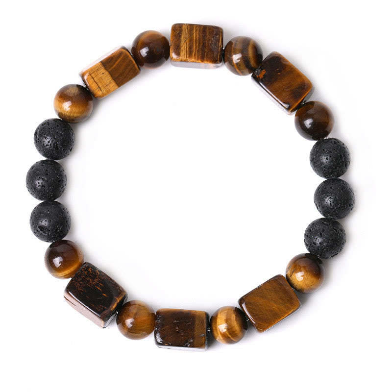 Various Crystals Cube Amethyst Lava Rock Support Bracelet