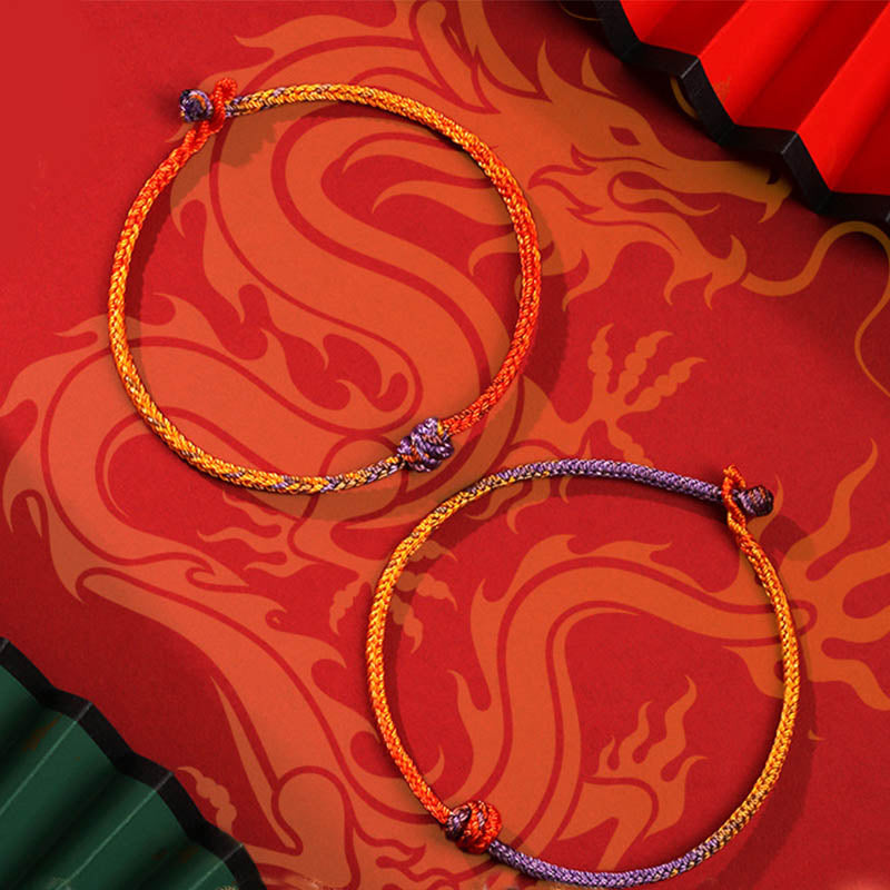 Handcrafted Colorful Purple Gold Red Braid Rope Bracelet