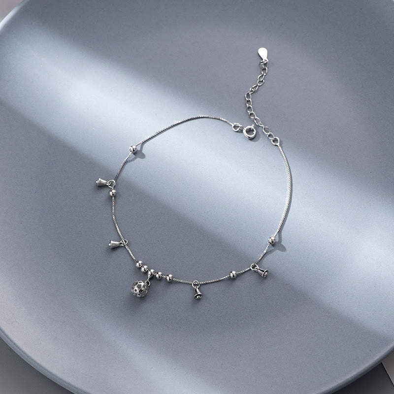 925 Sterling Silver Antiquity Bell Protection Anklet
