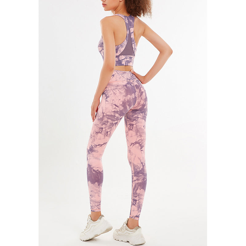 2Pcs Floral Flowers Print Crop Tank Top Pants Sports Gym Outfits Fitness Yoga Women's Yoga Sets