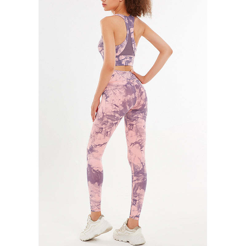 2Pcs Floral Flowers Print Crop Tank Top Pants Sports Gym Outfits Fitness Yoga Women's Yoga Sets