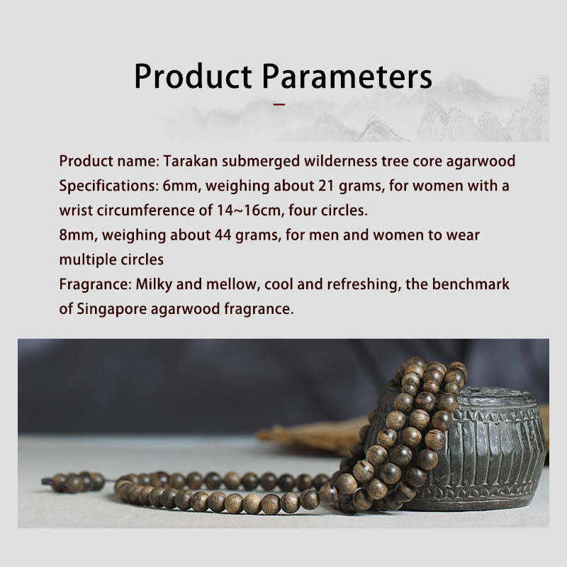 108 Mala Beads Natural Tarakan Agarwood Ward Off Evil Spirits Bracelet