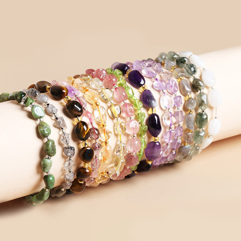 Natural Irregular Shape Stone Crystal Meditation Balance Bracelet