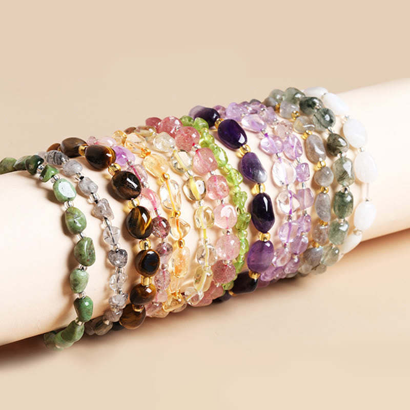 Natural Irregular Shape Stone Crystal Meditation Balance Bracelet