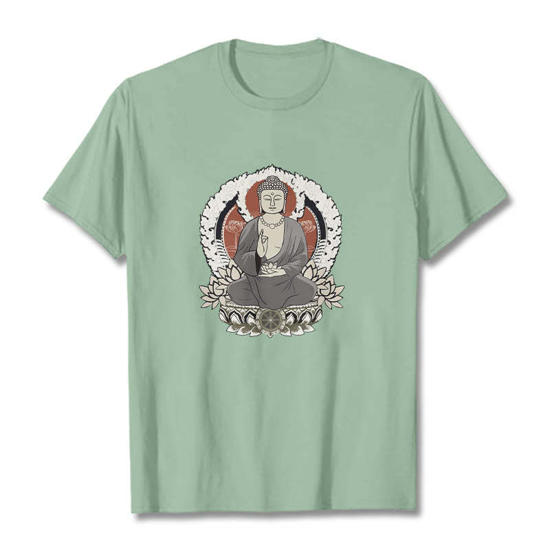 Meditating mystic zen Sitting With Lotus Pattern Tee T-shirt