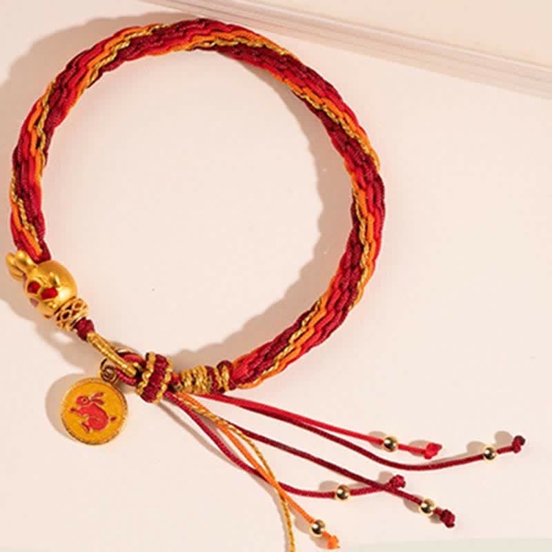 Chinese Zodiac Handmade Koi Fish String Protection Reincarnation Knot Braid Bracelet