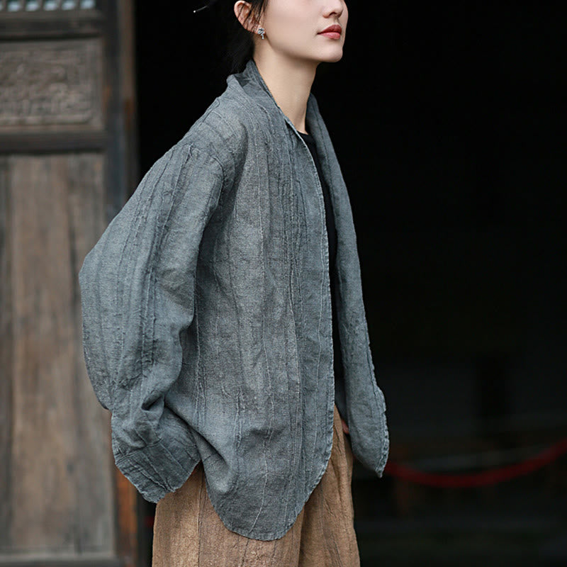 Solid Color Tie Dye Long Sleeve Zen Meditation Open Front Jacket