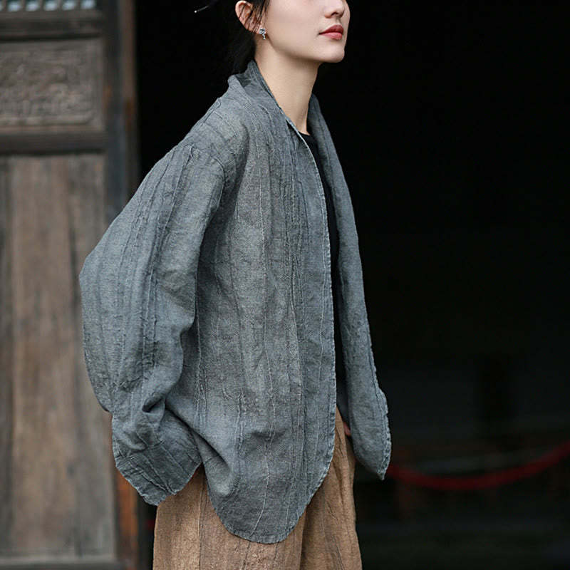 Solid Color Tie Dye Long Sleeve Zen Meditation Open Front Jacket