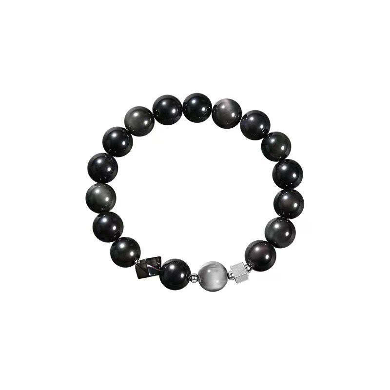 Black Obsidian Eagle's Eye Stone Gold Sheen Obsidian Tiger's Eye Strength Bracelet