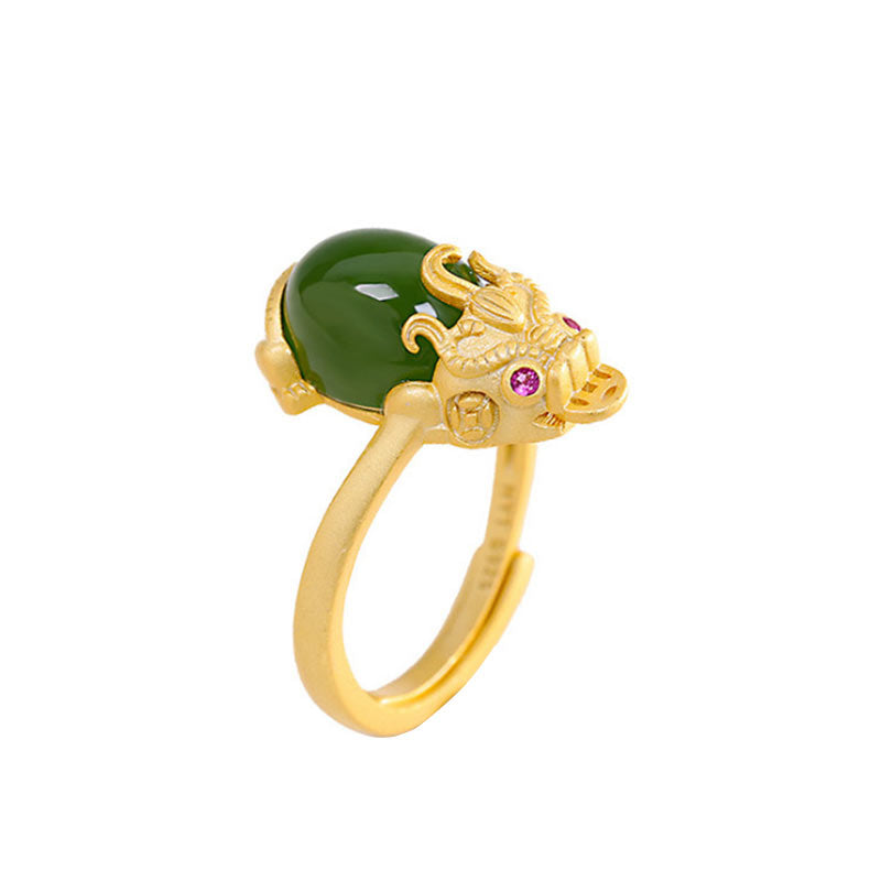 18k Gold-plated Pixiu Jade Wealth Ring