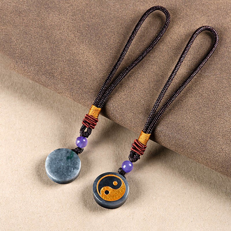 Yin Yang Black Jade Harmony Protection Key Chain