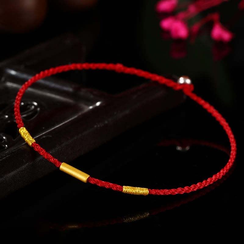 999 Gold Bead Handmade Four Thread Wishful Knots Braided Protection Bracelet