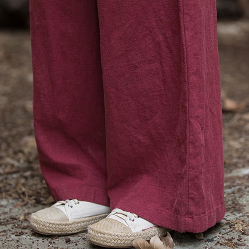 Retro Wide Leg Pants Casual Women's Yoga Pants With Pockets