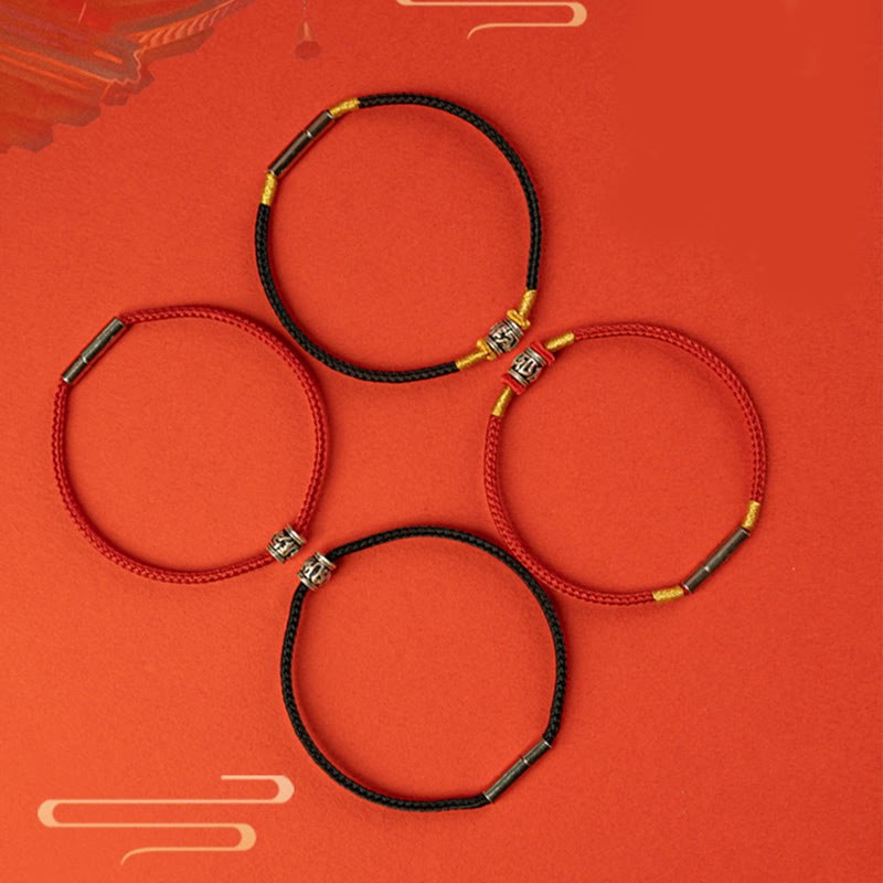 Red String Black String Six True Words 925 Sterling Silver Peace Bracelet