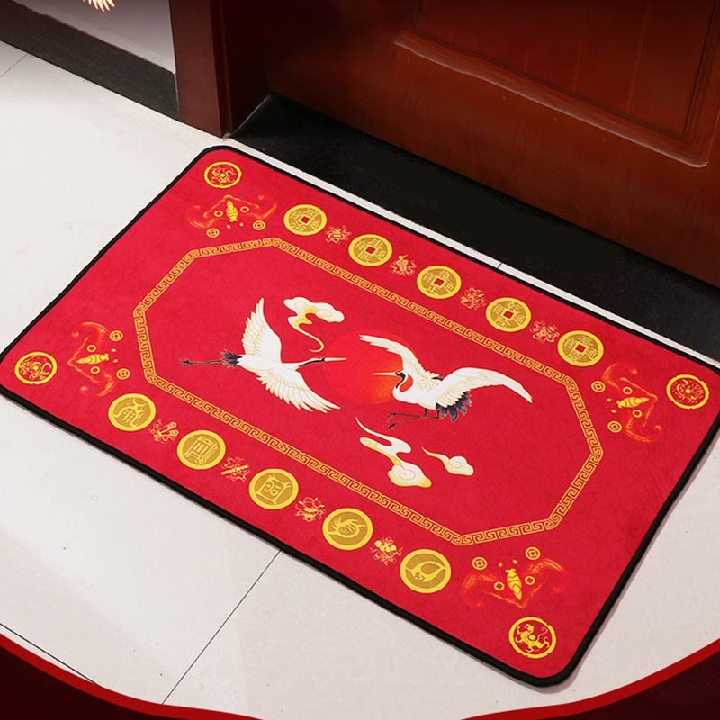 Five Elements Lucky Crane Gourd Kirin Dragon Axe Nine Koi Fish Non-slip Foot Pad Doormat