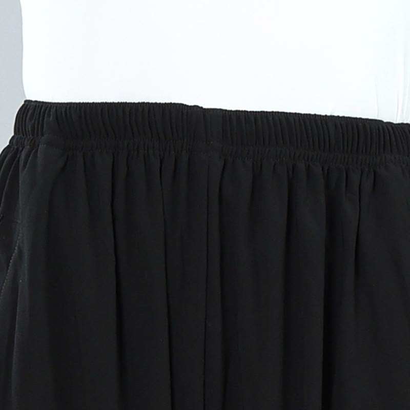 Summer Unisex Elastic Waist Tai Chi Kung Fu Qigong Practice Cotton Breathable Pants With Pockets