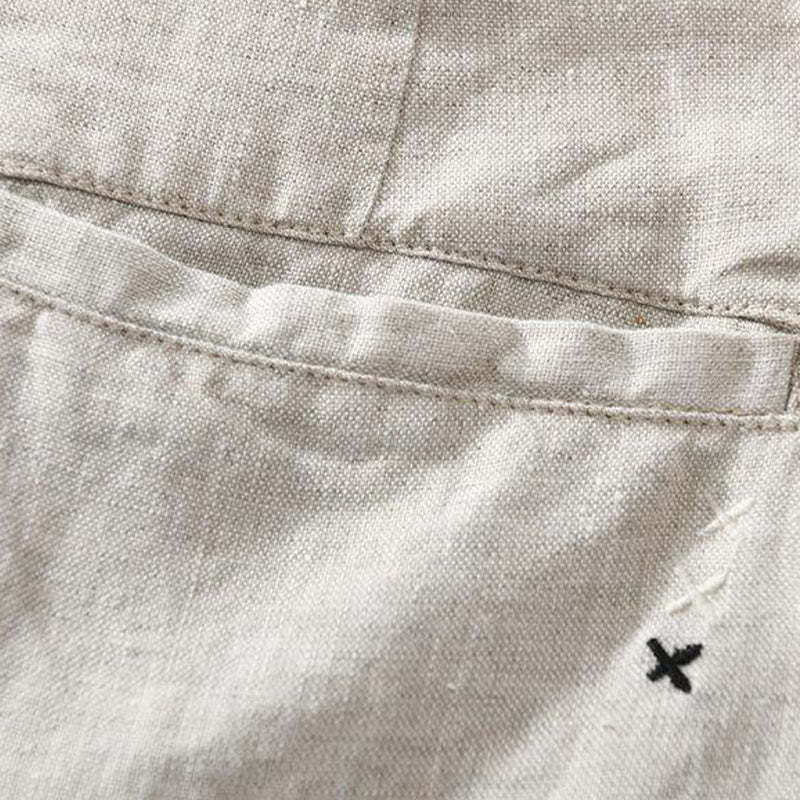 Solid Color Drawstring Cropped Linen Men's Shorts With Pockets