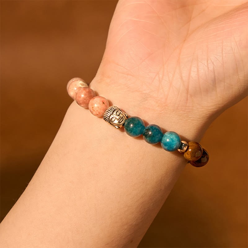 Natural Black Onyx White Stone Green Aventurine Tiger Eye Agate Mixed Color mystic zen Head Protection Bracelet