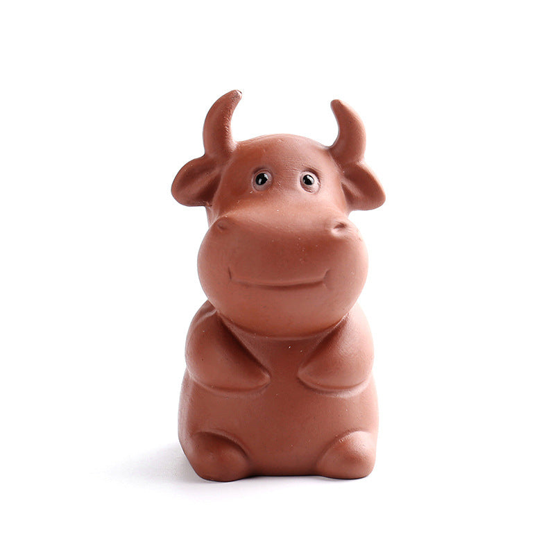 Chinese Zodiac Purple Clay Wealth Ceramic Tea Pet Home Figurine Decoration