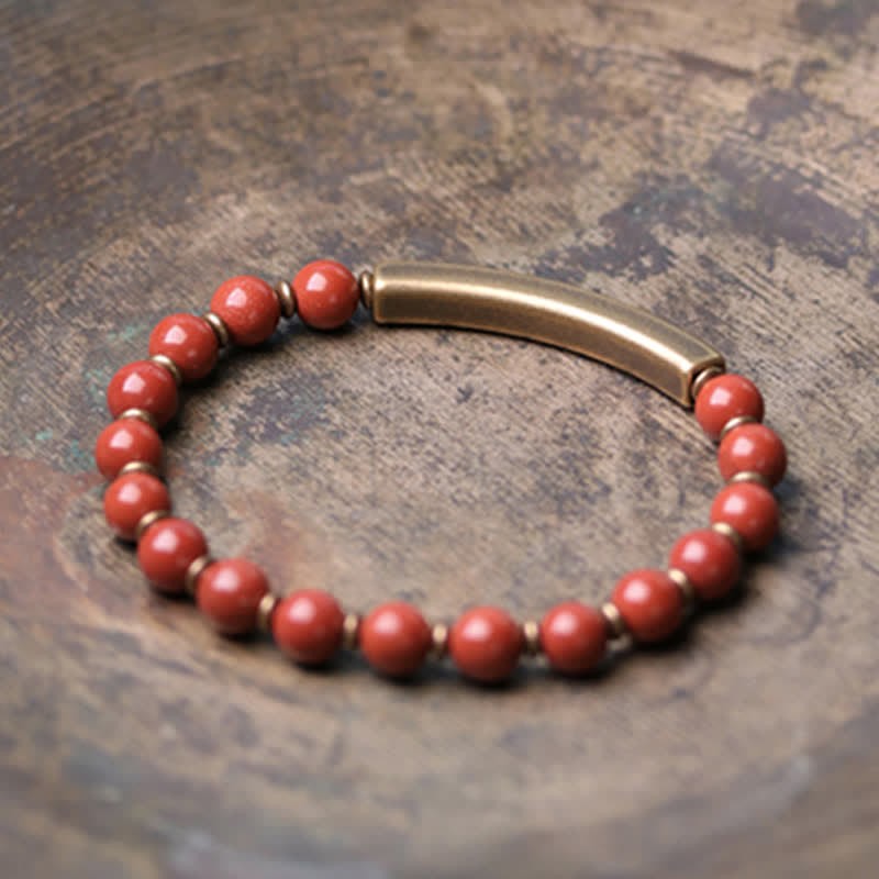 Red Jasper Moss Agate Black Obsidian Crystal Copper Peace Couple Bracelet