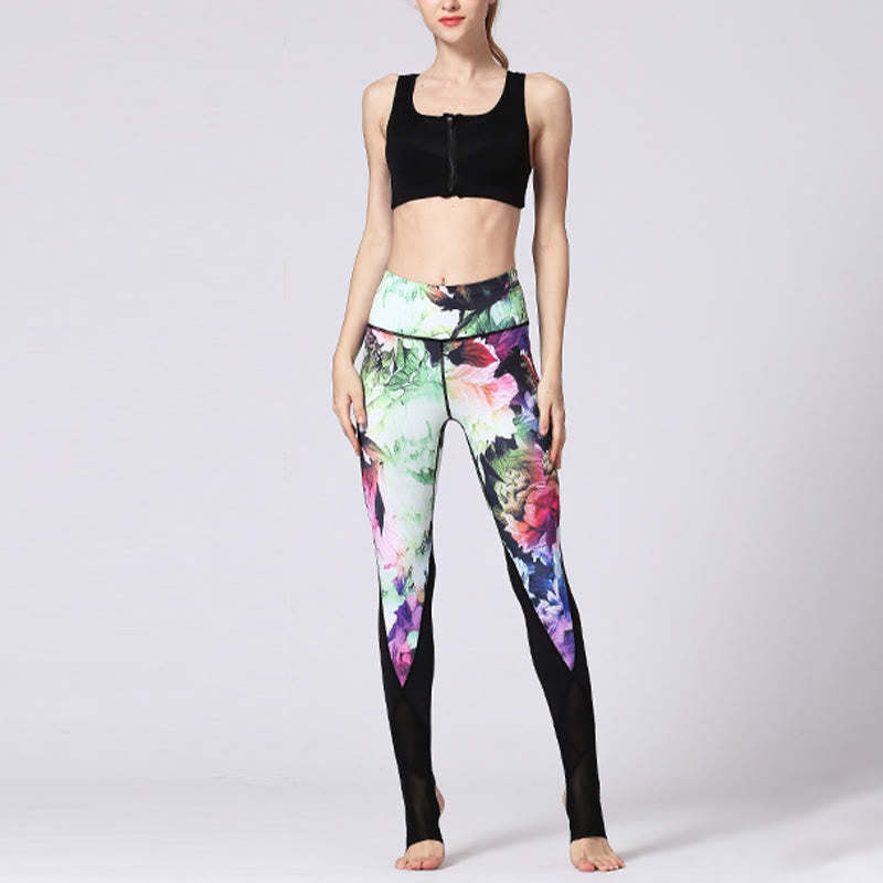 Rose Peony Flower Print Design Sports Fitness Yoga Leggings Women's Yoga Pants