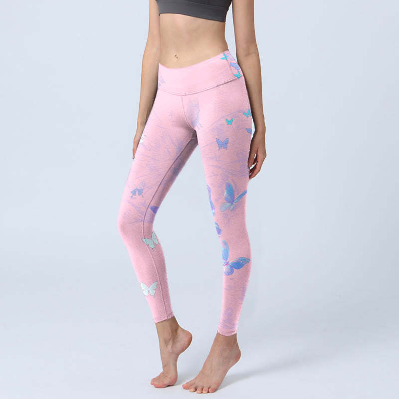 Butterfly Print Gym Leggings Women's Yoga Pants