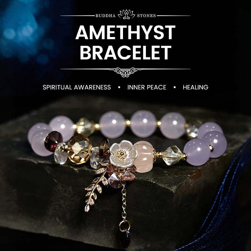 Blue Crystal Amethyst Sun Stone Green Aventurine Healing Bracelet