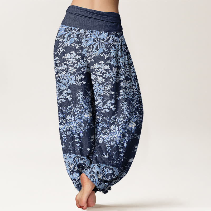 Casual Rocky Floral Pattern Women's Elastic Waist Harem Pants