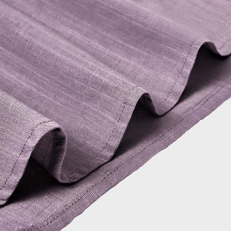 Men's Summer Solid Color Short Sleeve Half Button Cotton Linen Shirt
