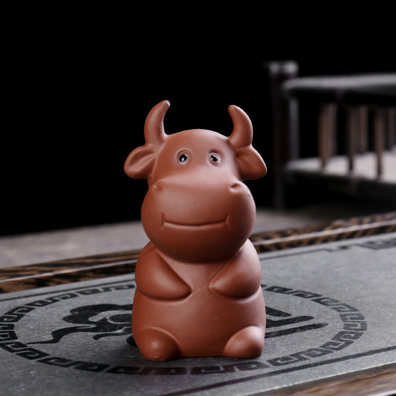 Chinese Zodiac Purple Clay Wealth Ceramic Tea Pet Home Figurine Decoration