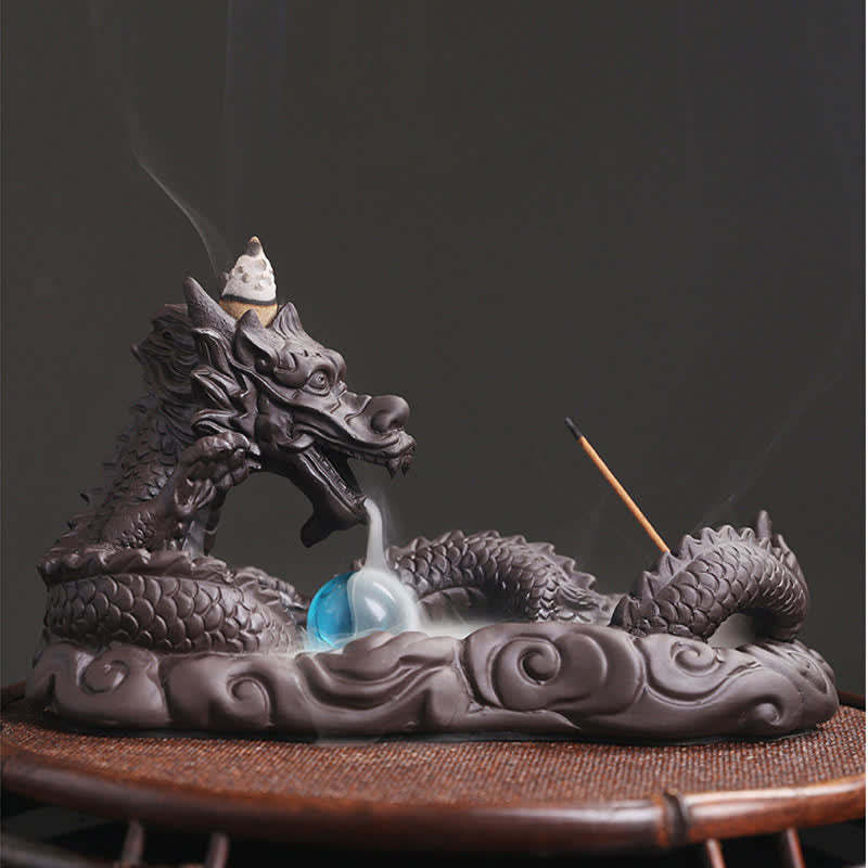 Dragon Playing Ball Flower Protection Incense Burner Decoration