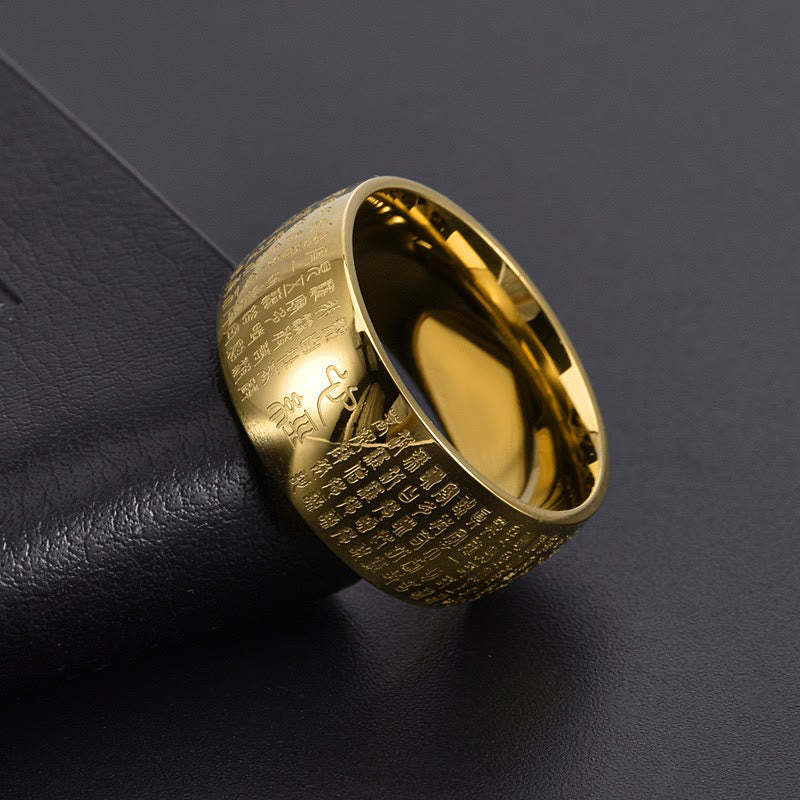 Tibetan Seal Heart Sutra Titanium Steel Balance Ring