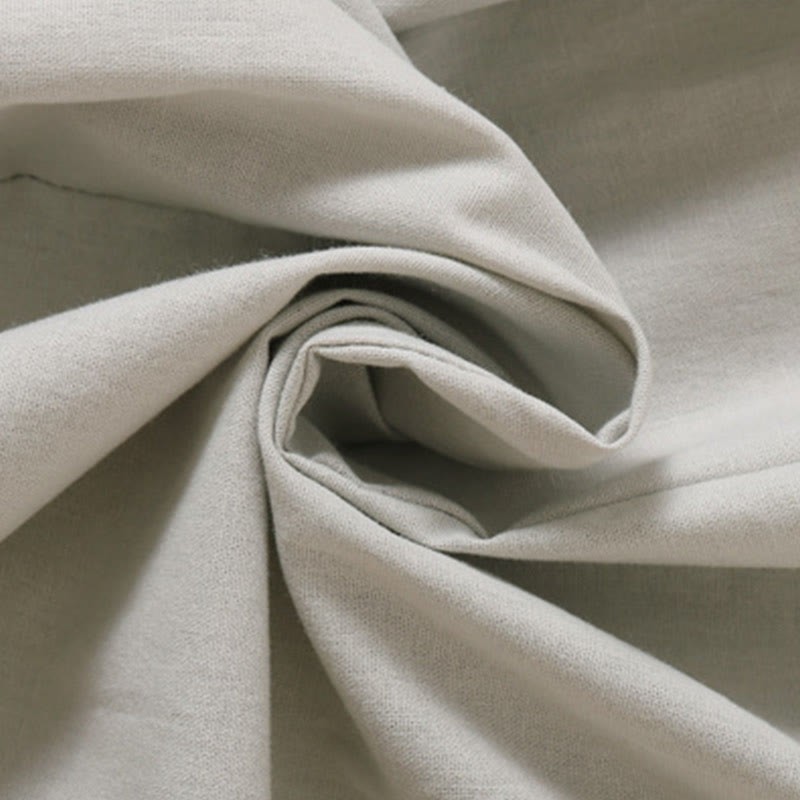 Summer Buttons Design Short Sleeve Cotton Linen Midi Dress With Pockets