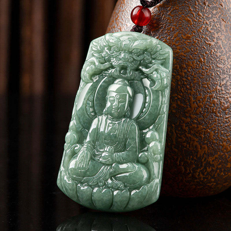 Tathagata mystic zen Dragon Jade Amulet Serenity String Necklace