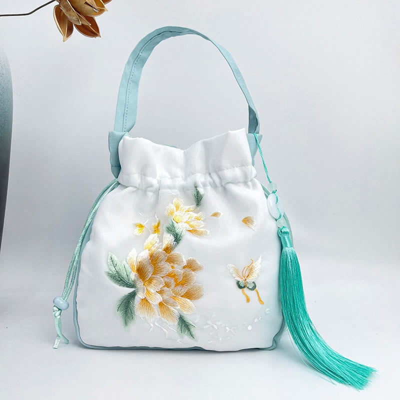 Suzhou Embroidery Rabbit Lotus Epiphyllum Peony Magnolia Silk Tote Crossbody Bag Shoulder Bag Handbag