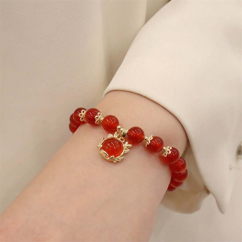 Year of the Dragon Red Agate Jade Peace Buckle Fu Character Success Bracelet (Extra 30% Off | USE CODE: FS30)
