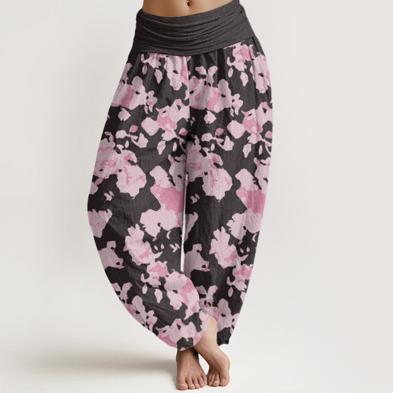 Casual Abstract Camouflage Pattern Women's Elastic Waist Harem Pants