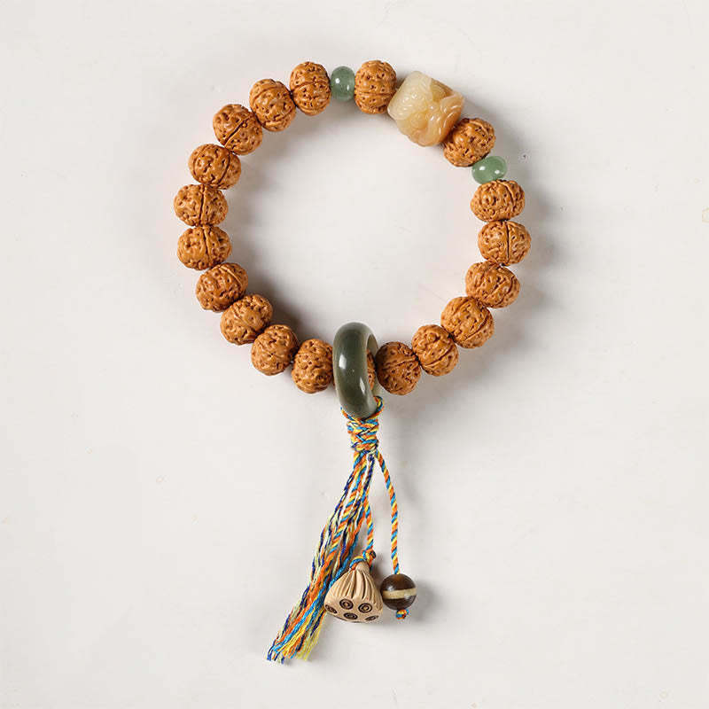 Bodhi Seed Three-eyed Dzi Bead mystic zen Hand Charm Wealth Bracelet