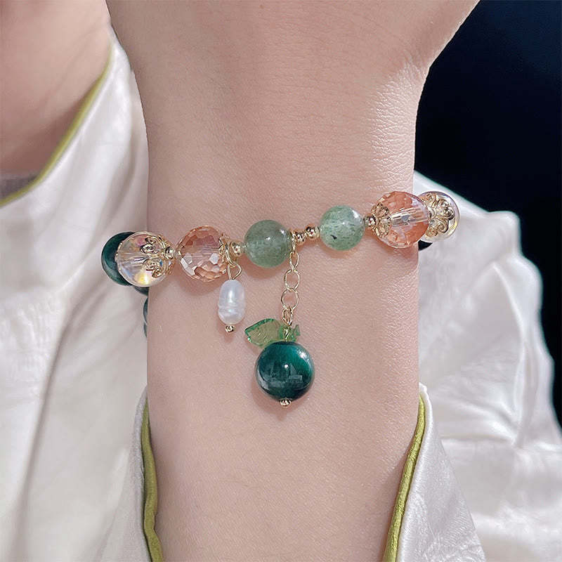 Natural Green Tiger Eye Beads Green Leaf Positive Bracelet