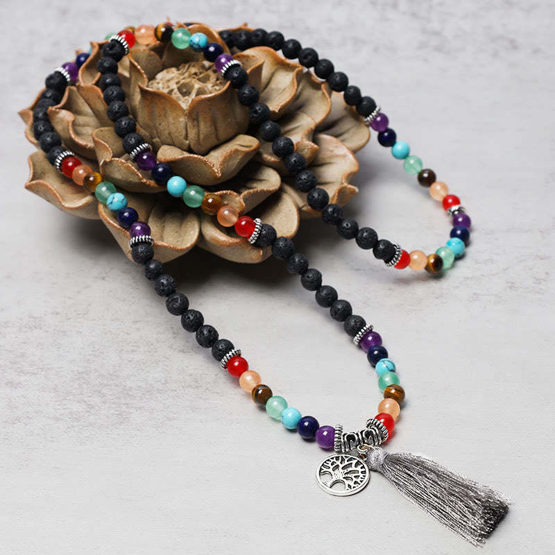 Healing Crystal Mala Prayer Beads 108 Meditation Healing Multilayer Bracelet Necklace