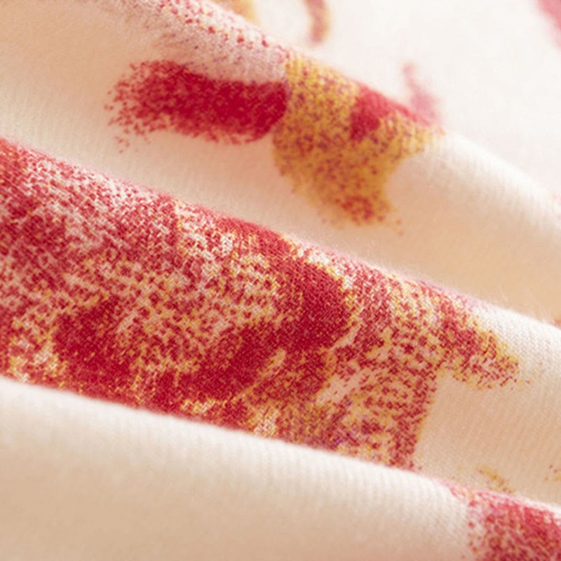 Tibetan Red Flower Print Shawl Fall Winter Soft Warm Scarf Wrap