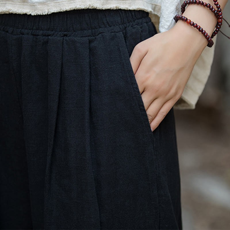 Retro Wide Leg Pants Casual Women's Yoga Pants With Pockets