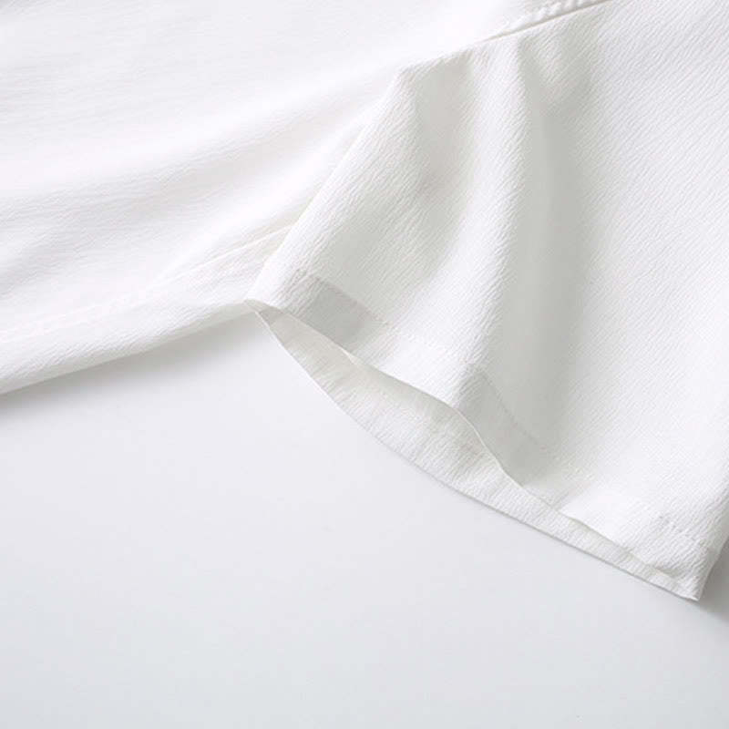 Tang Frog-Button Short Sleeve Shirt Wide Leg Pants Men's Suit